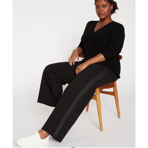 Revolve Universal Standard Stephanie Wide Leg Stripe Ponte Pants 30 Inch sz 6-8 - Picture 1 of 11